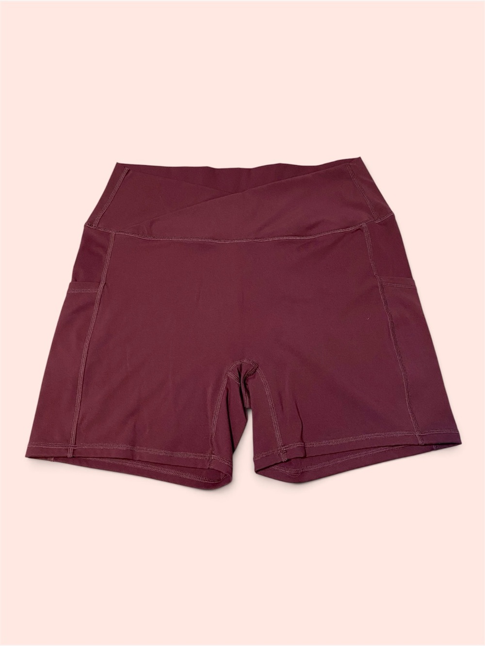 Deep Plum Crossover Biker Shorts w Pockets